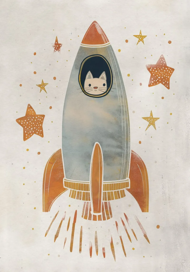 Boho Nursery 18 Space Cat pellicola backlit da Boho Print Collection