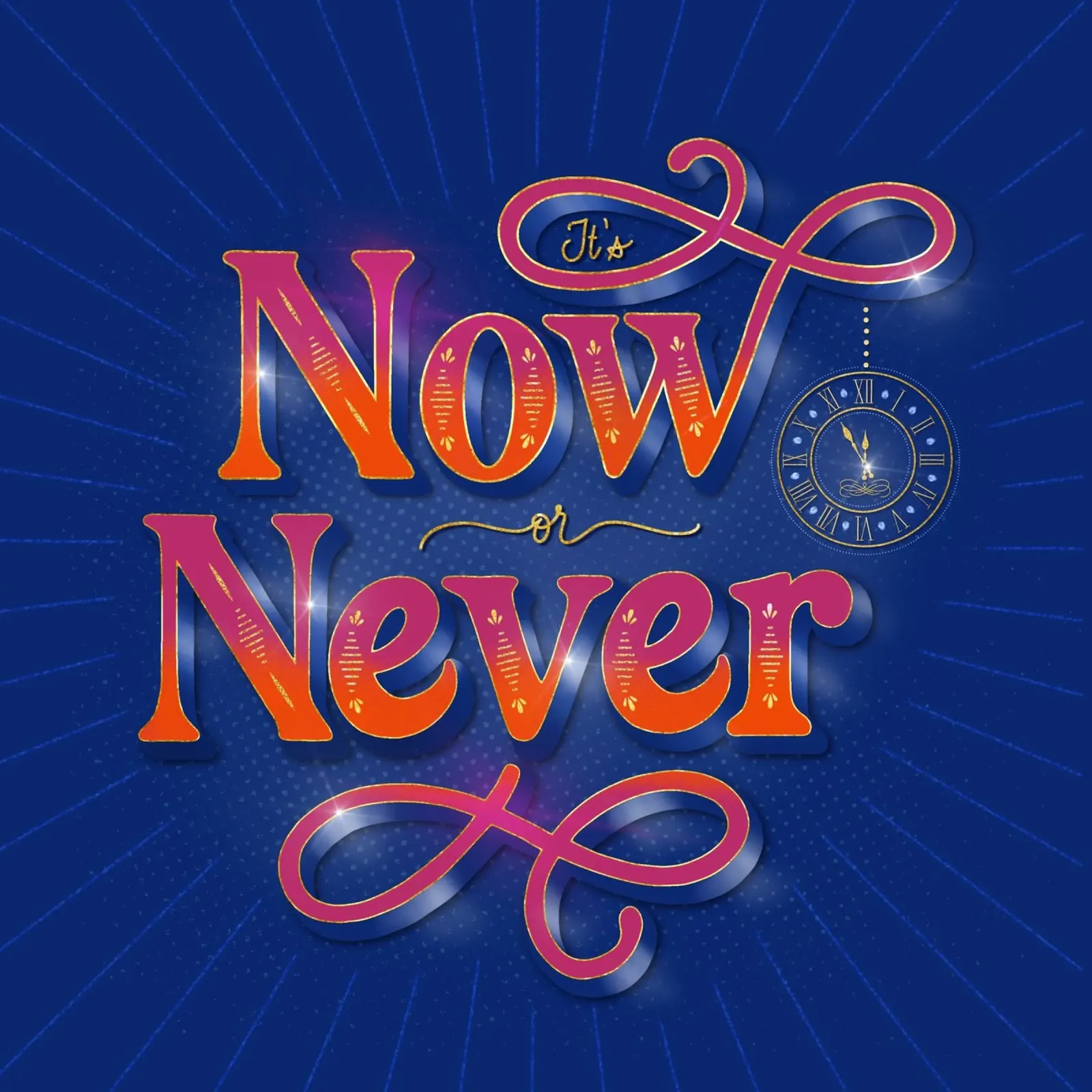Nu of nooit. Handlettering. Motivatiespruch. Typo Fans canvas met Baklijst van CalliLetters