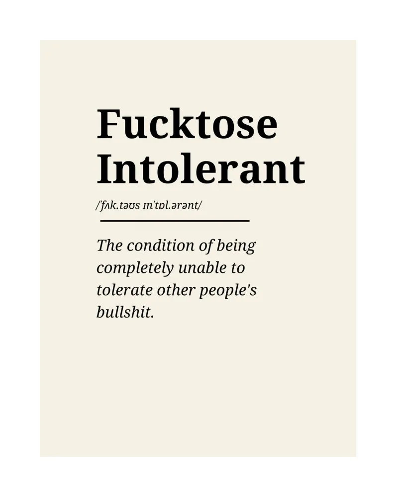 Fucktose Intolerant #1 - Typography print alluminio dibond da Hightown Words