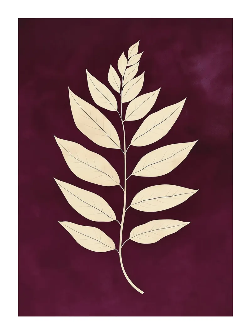 Foglie eleganti su sfondo viola poster da DWA