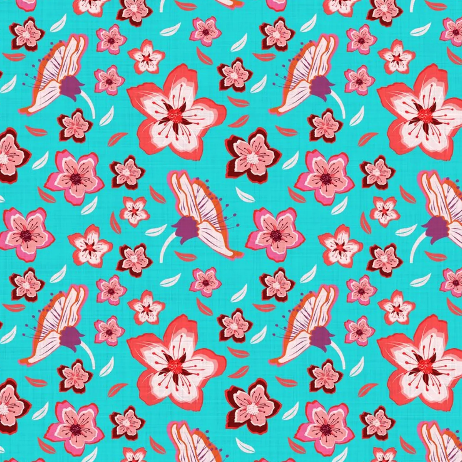 Floral pattern on turquoise in the colours of summer. Hot vibes. poster by CalliLetters