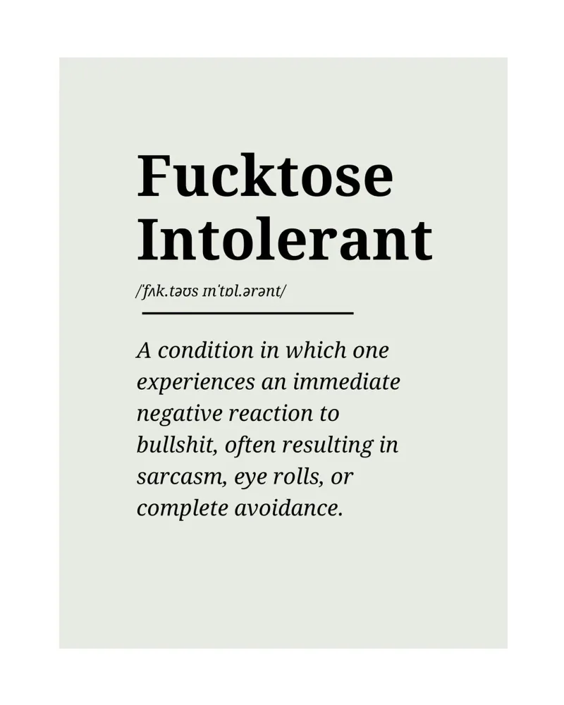 Fucktose Intolerant #3 - Typography print alluminio dibond da Hightown Words