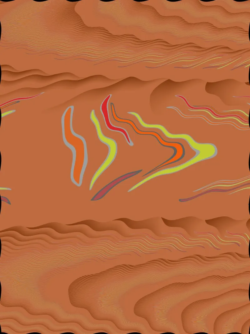 Abstract geometric wavy pattern in orange hahnemühle by Something for you