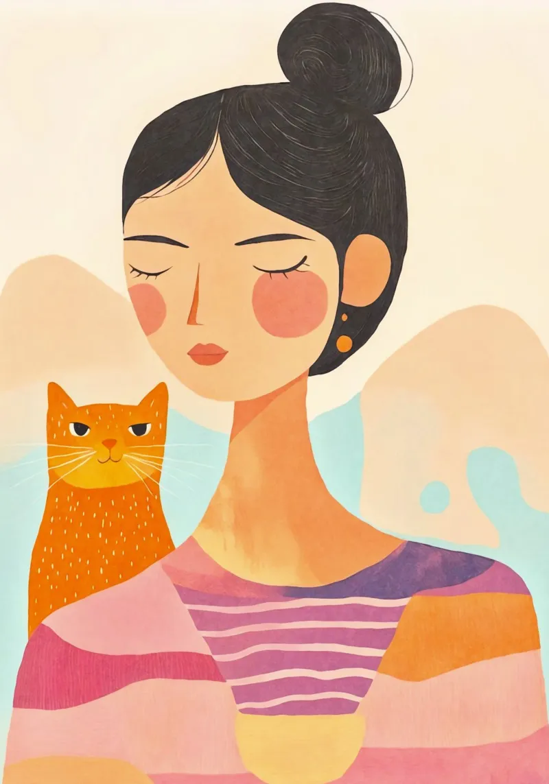 Tagliare la donna gatto carta hahnemühle da Andrea Haase Modern Home