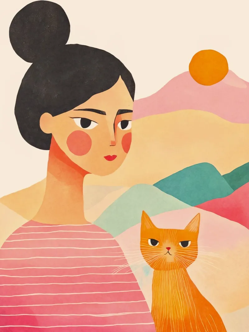 Accogliente signora dei gatti carta hahnemühle da Andrea Haase Modern Home