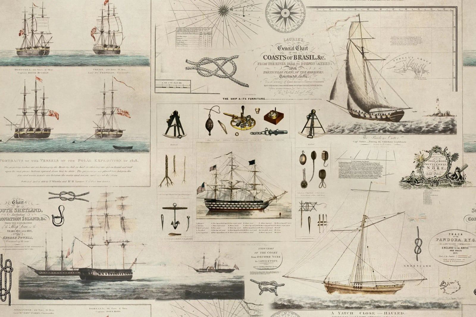 Vintage Discovery Nautical Theme Collage poster by Andrea Haase Vintage World