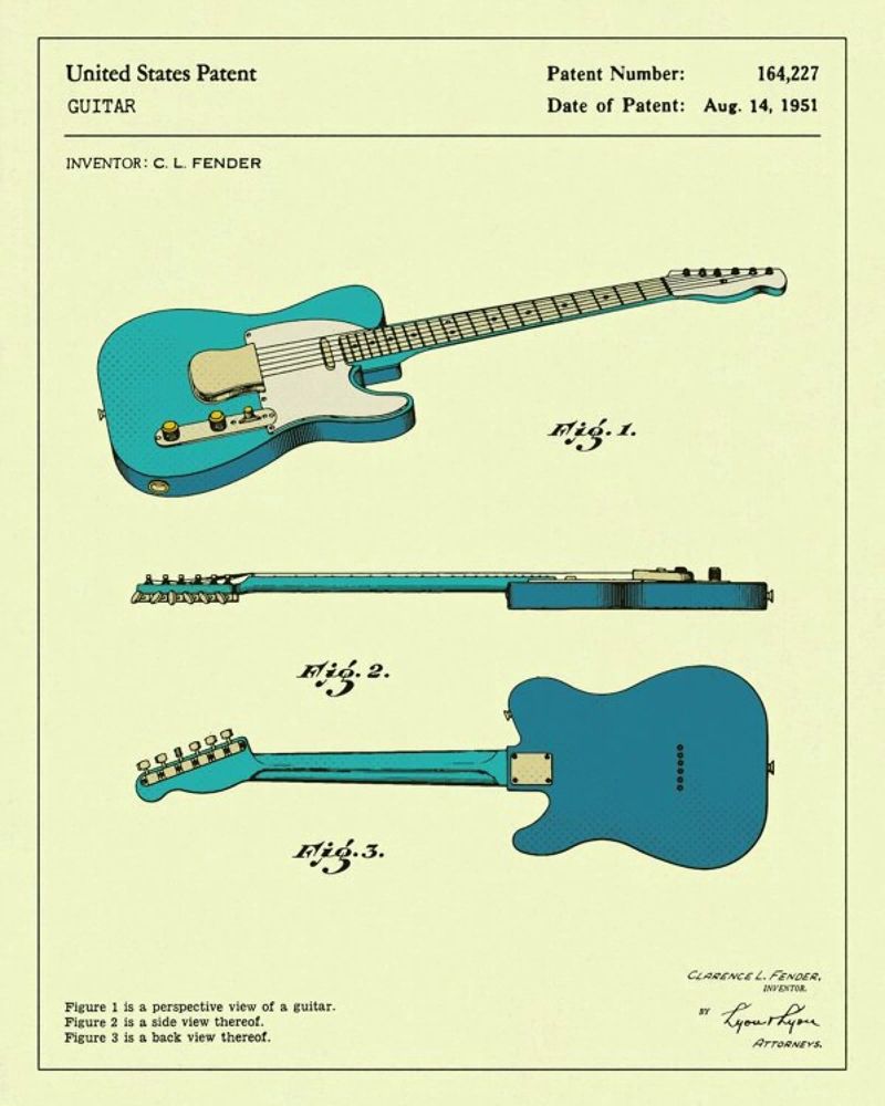 Guitar Patent (1951) poster by Jazzberry Blue