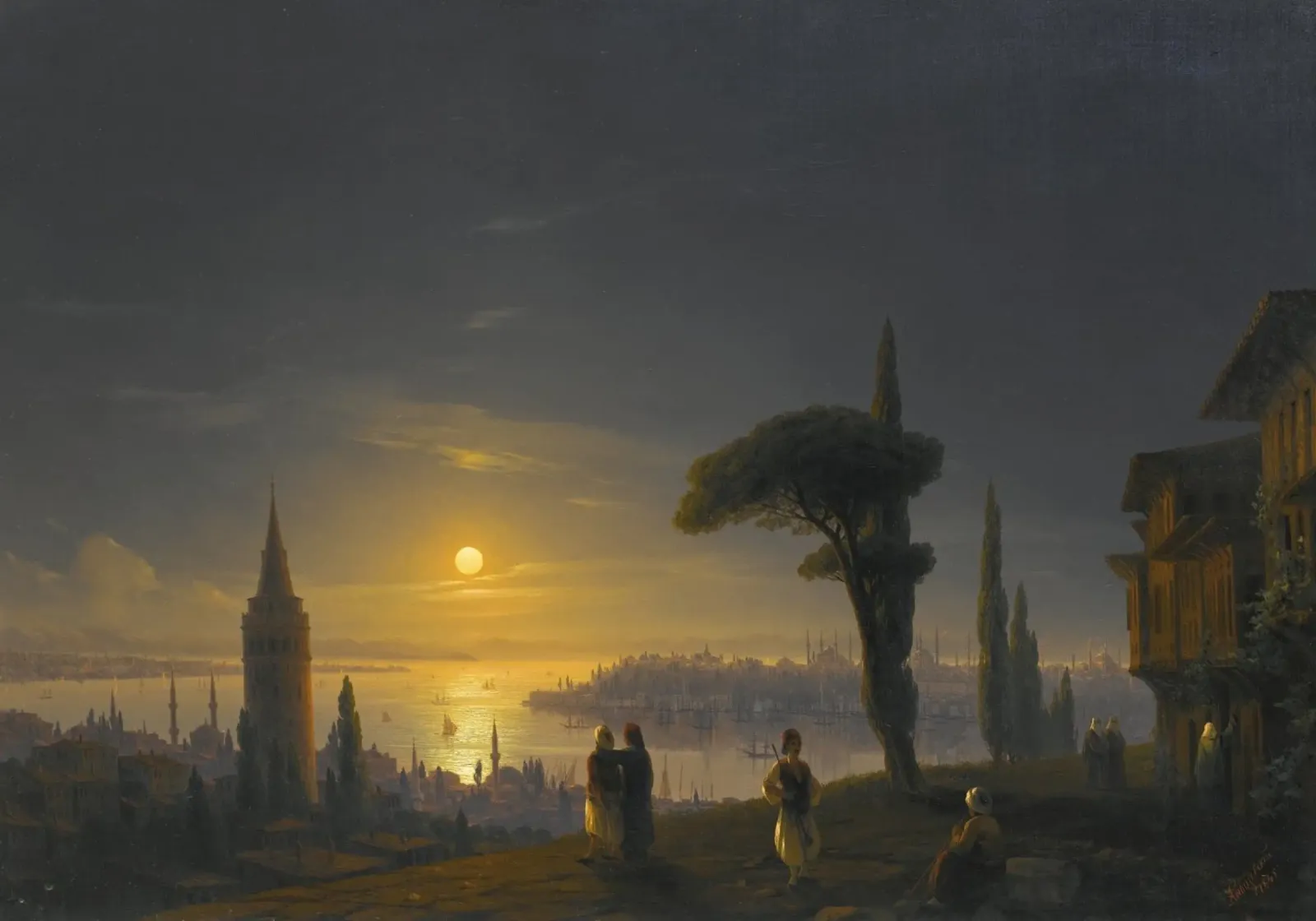 Ivan Konstantinovich Aivazov - La Torre di Galata al chiaro di luna pellicola backlit da William Store