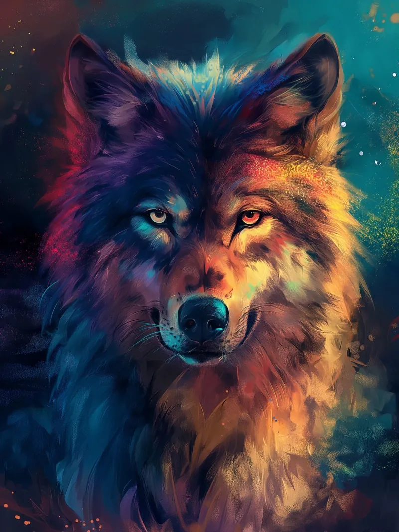 Wolf Colorful hahnemühle by Mateo