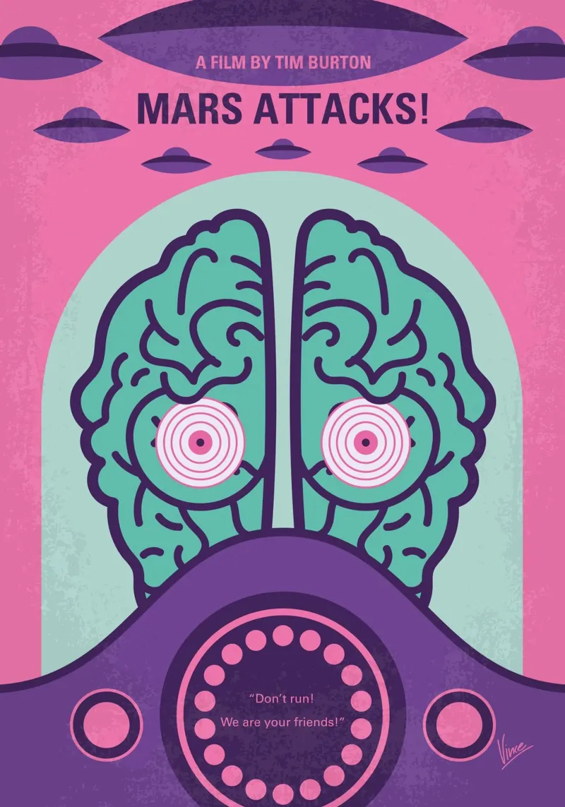 No1178 My Mars Attacks minimal movie poster alluminio dibond da Chungkong