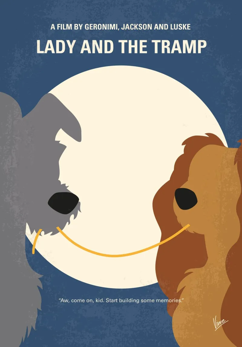 No1194 My Lady and the Tramp minimal movie poster carta hahnemühle da Chungkong