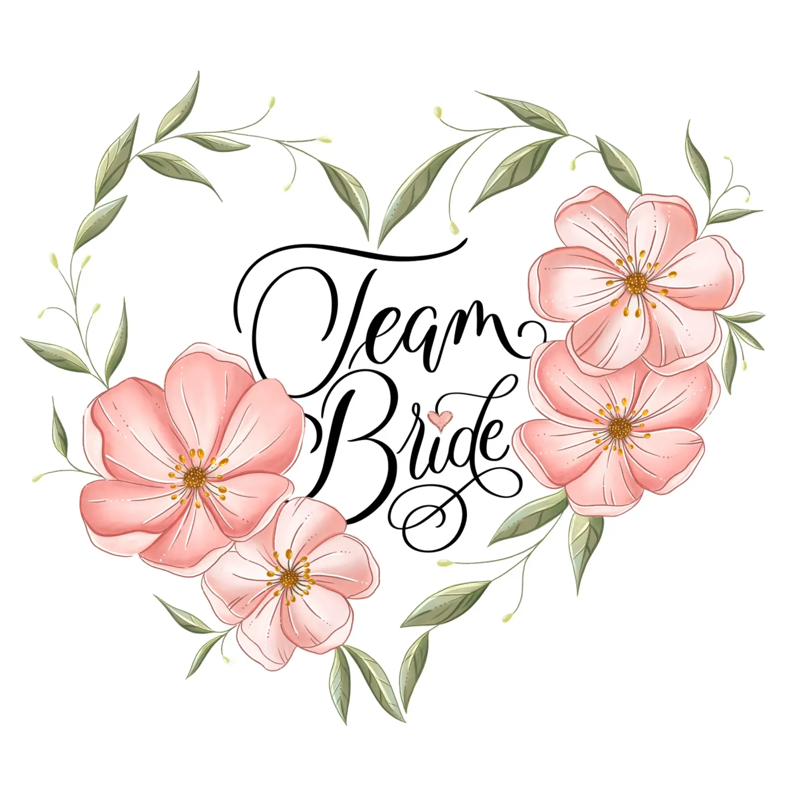 Team Sposa. Incantevole cuore floreale con calligrafia. carta hahnemühle da CalliLetters