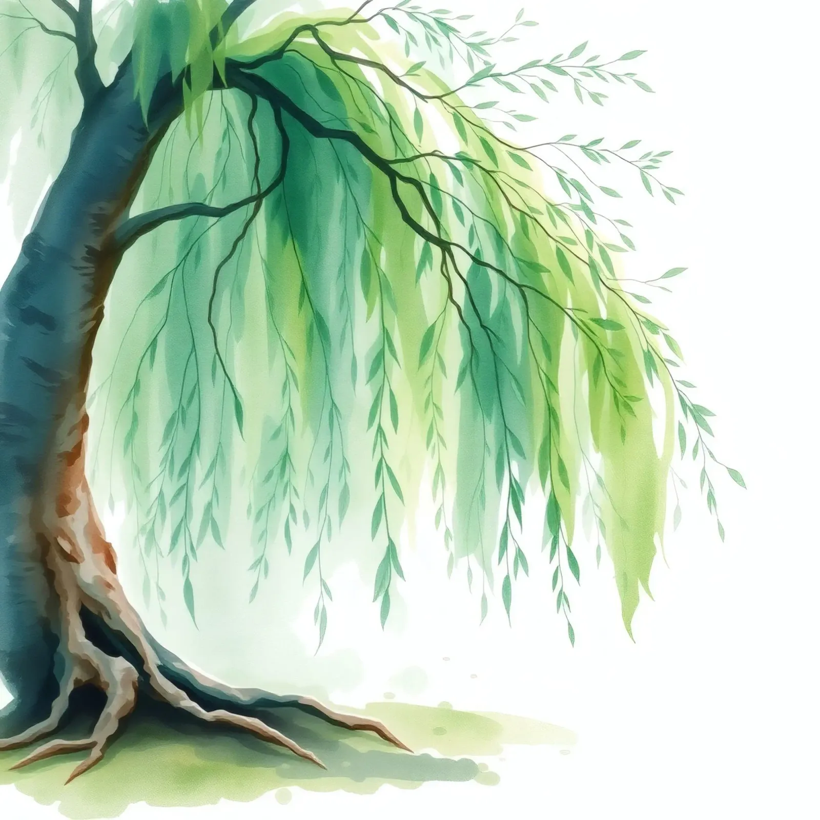 Beautiful willow tree with long green branches swaying canvas by DesignDoodle