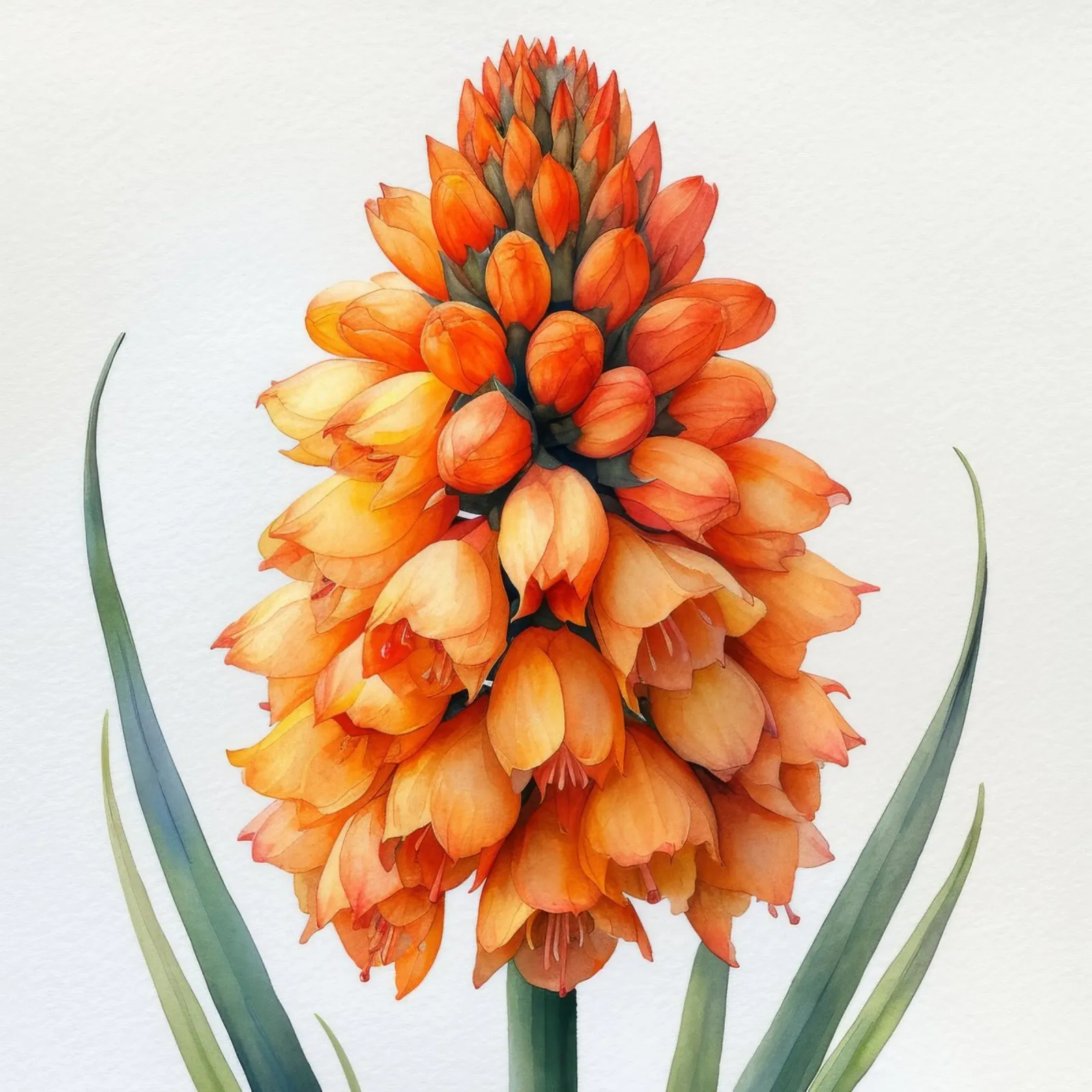 Kniphofia bloem 2 canvas met Baklijst van Bold Blooms