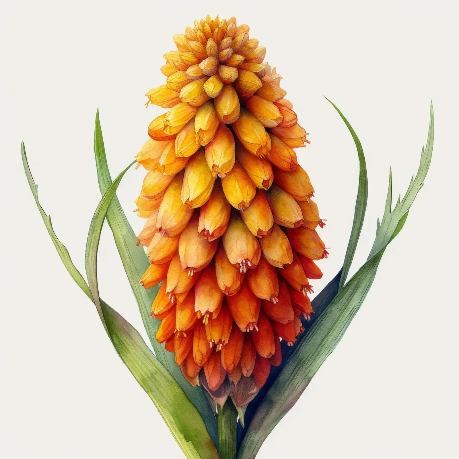 Kniphofia Bloem 3 canvas met Baklijst van Bold Blooms