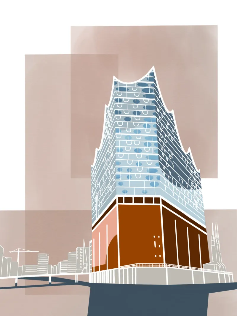 Hamburg Elbphilharmonie - Elphi, Elbe, Hafen, Hafencity carta hahnemühle da fernvej