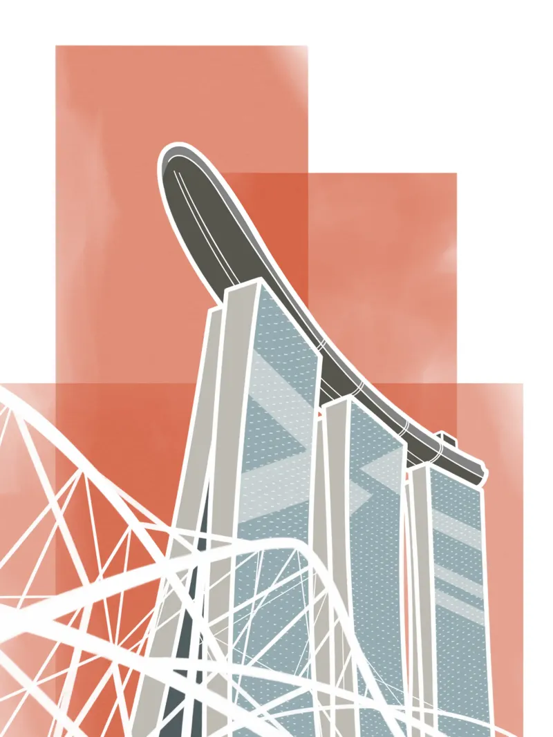 Singapore Marina Bay Sands poster with wooden frame by fernvej