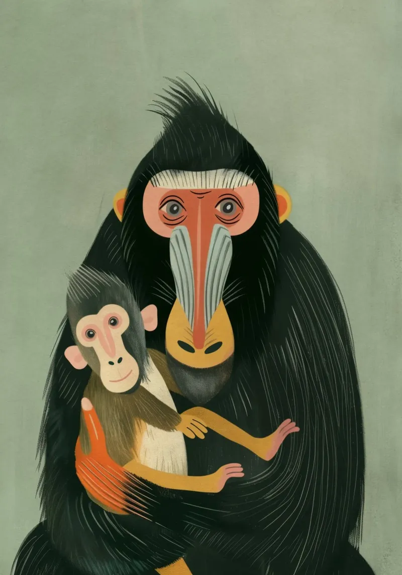 Boho Nursery 19 Baboon pellicola backlit da Boho Print Collection