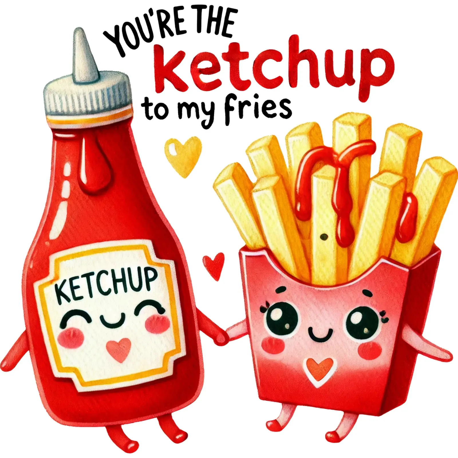 Pommes & Ketchup süßes Liebes Motiv Pärchen süß Hahnemühle von Wunderbarwir