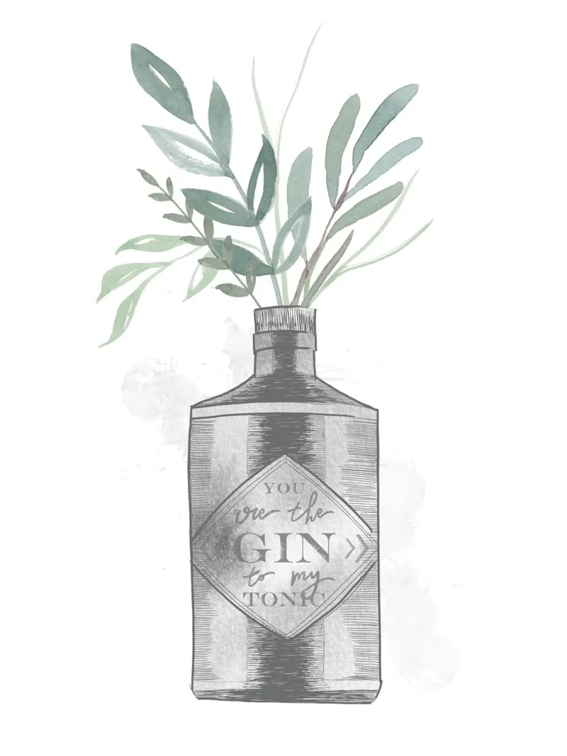 Gin Flower poster con telaio in legno da KRUTH DESIGN