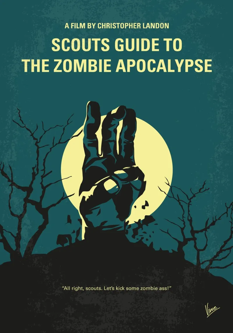 No1231 My scouts guide to the zombie apocalypse minimal movi poster con telaio in legno da Chungkong