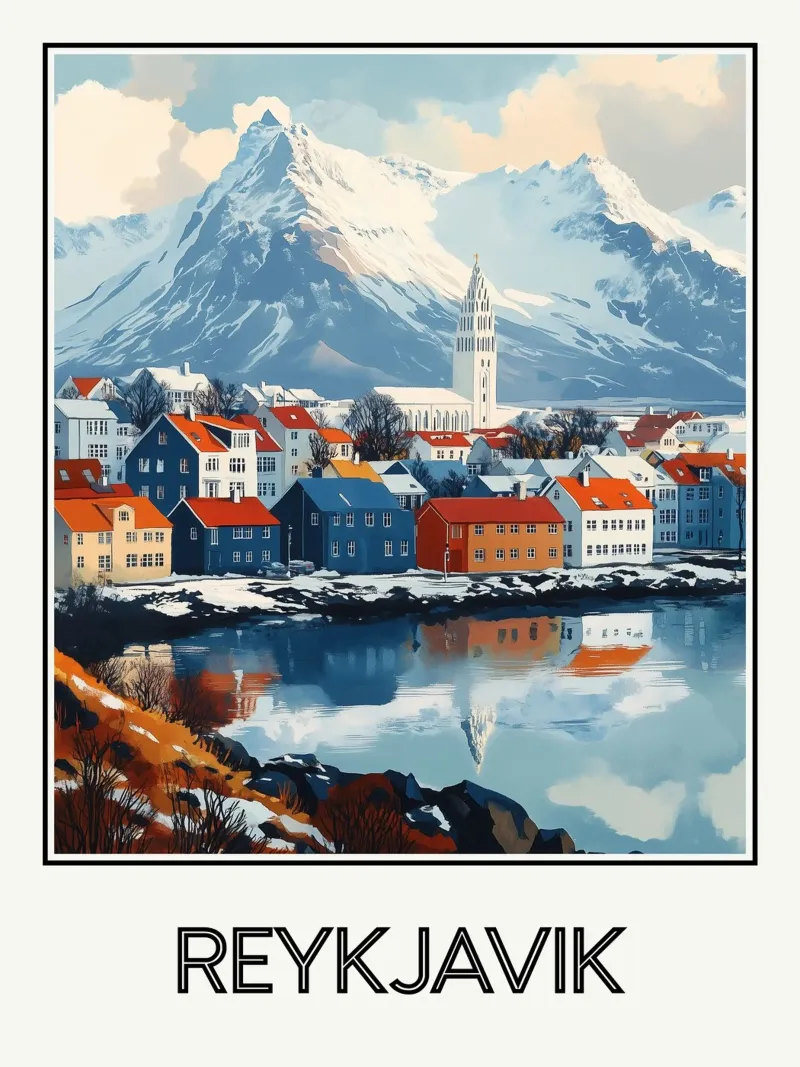 Reykjavik poster con telaio in plastica da Frame the World