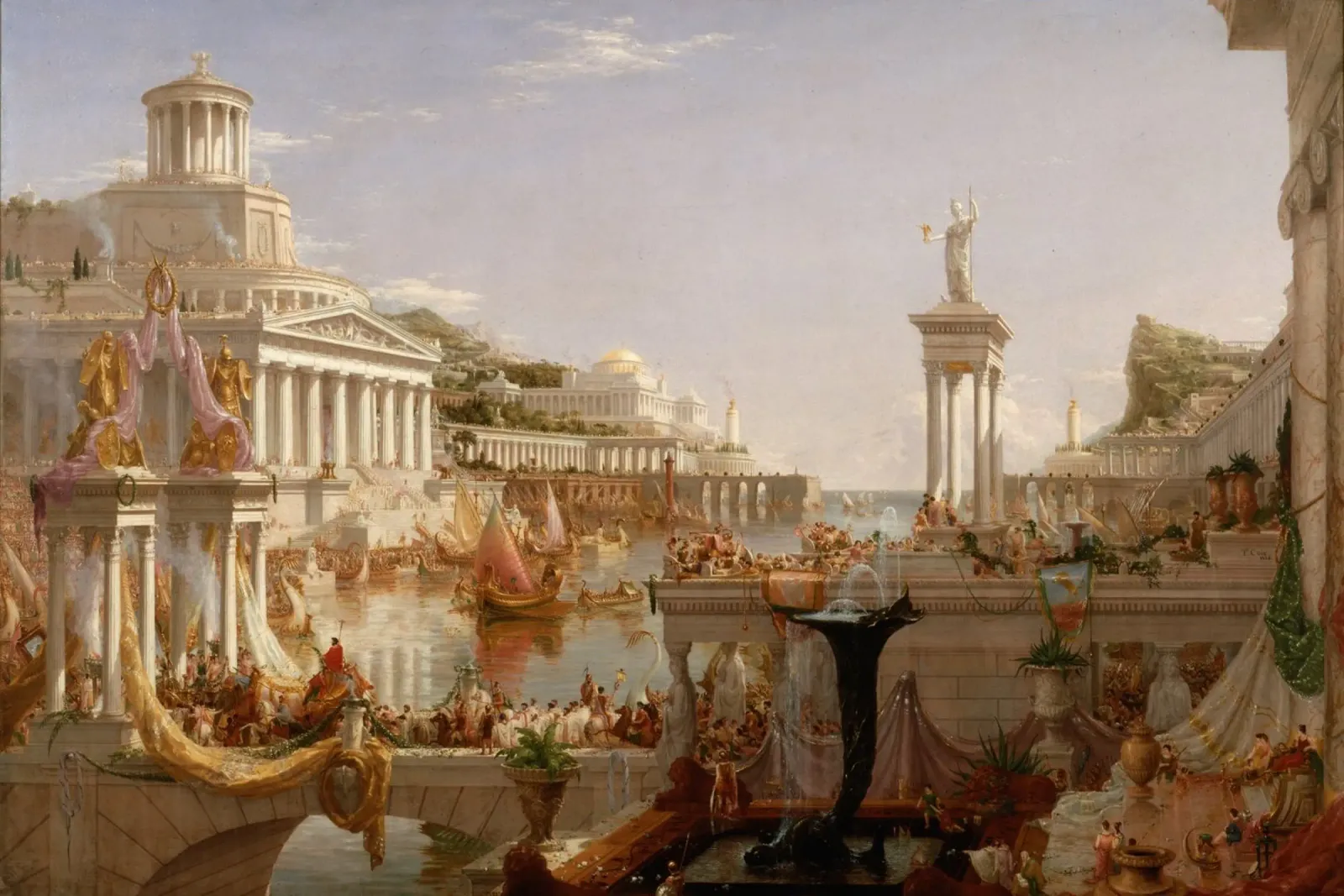 Cole Thomas - De Consummatie De loop van het rijk canvas van Timeless Artworks