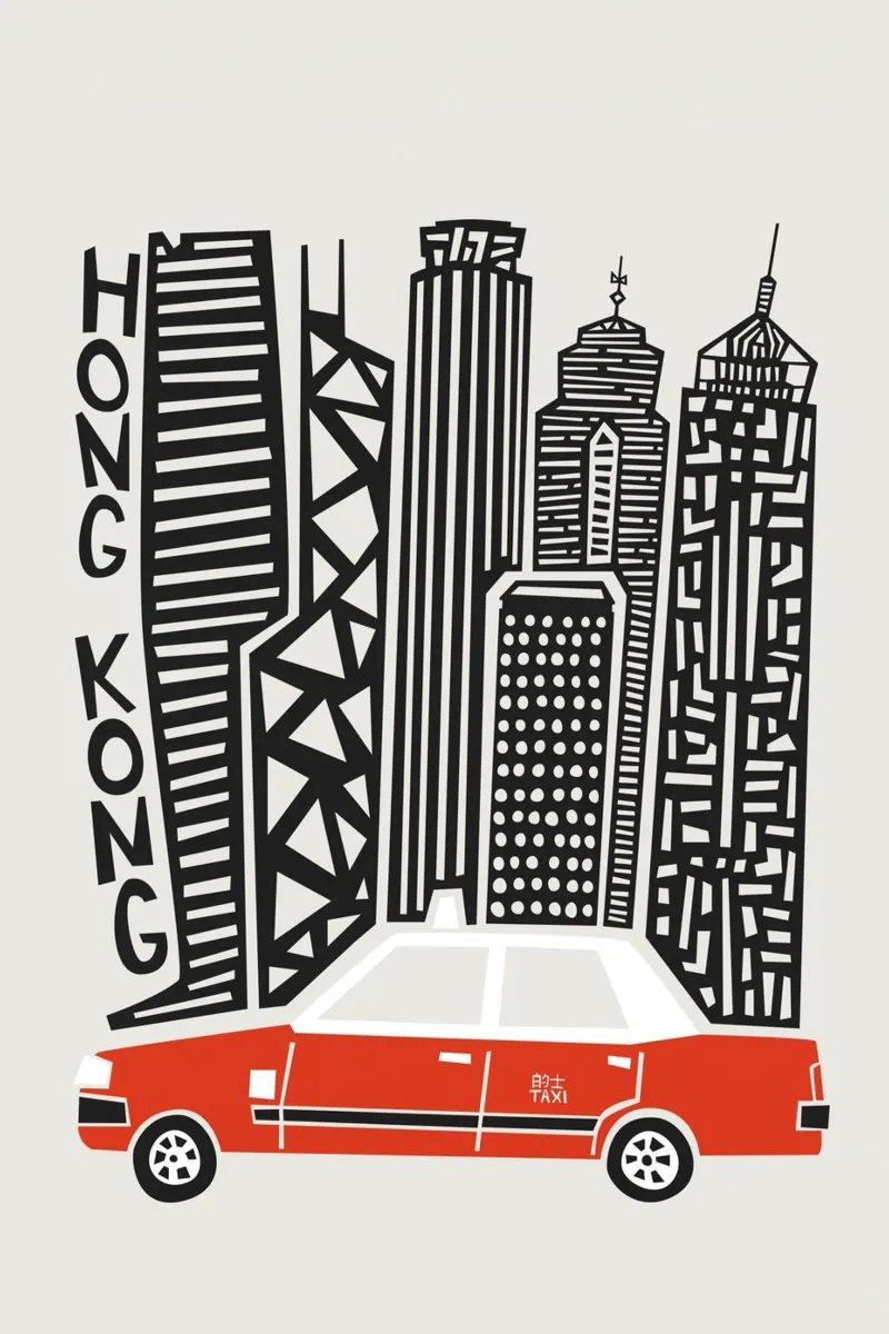 Paesaggio urbano di Hong Kong plexiglass da Fox & Velvet