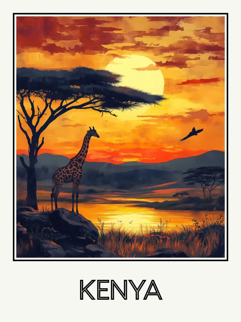 Kenya poster con telaio in legno da Frame the World