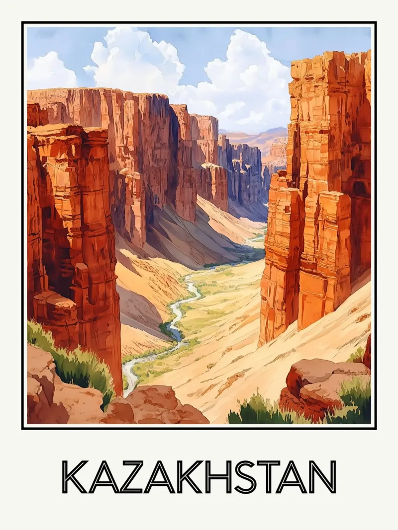 Kazachstan canvas met Baklijst van Frame the World