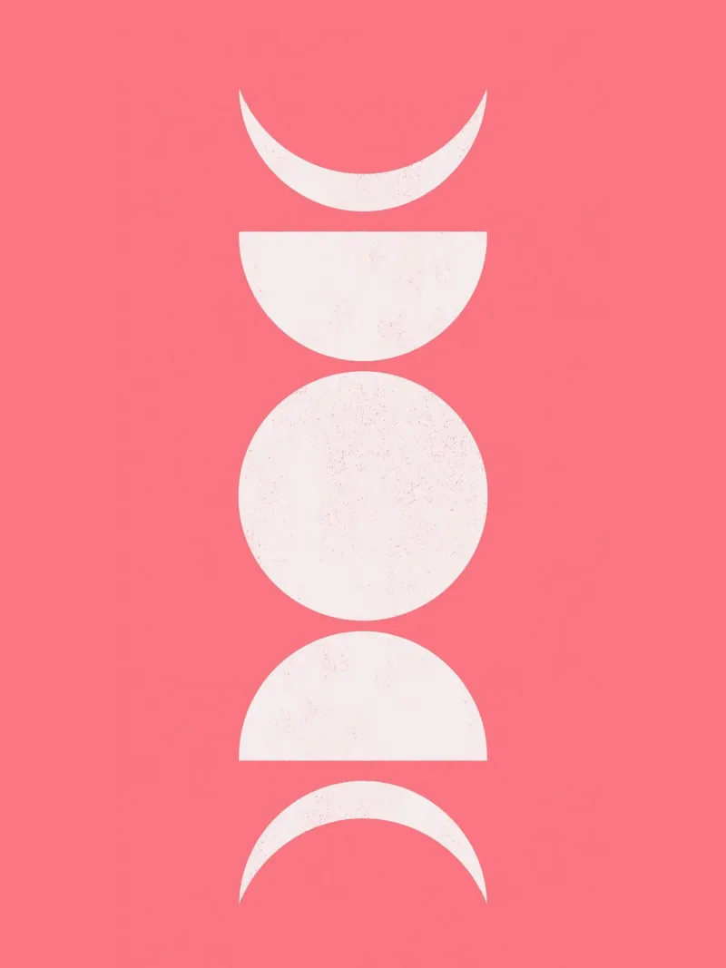 Lunar Phases, Geometric Minimal Abstract canvas with Floater frame by Peaches Art Prints