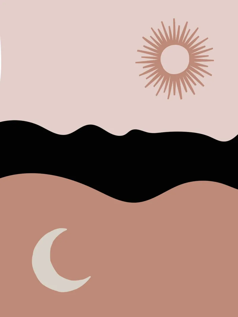 Il sole La luna L'aria Boho Minimal poster con telaio in alluminio da Peaches Art Prints