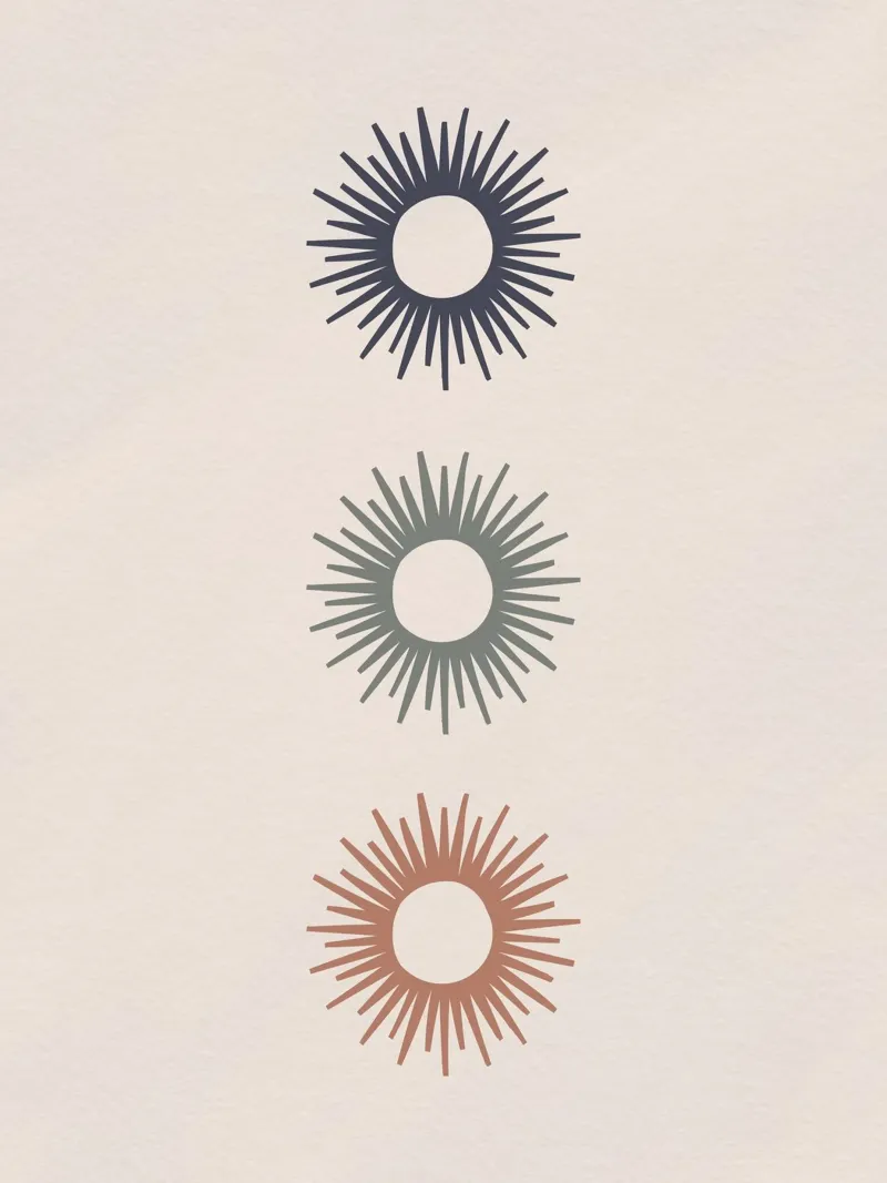 Triplo sole Boho Minimal, Boho carta hahnemühle da Peaches Art Prints