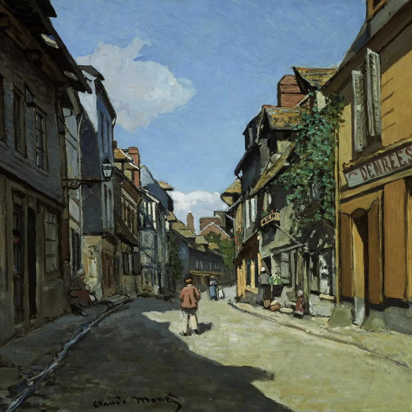 Claude Monet - Rue de la Bavole, Honfleur poster con telaio in legno da Timeless Artworks