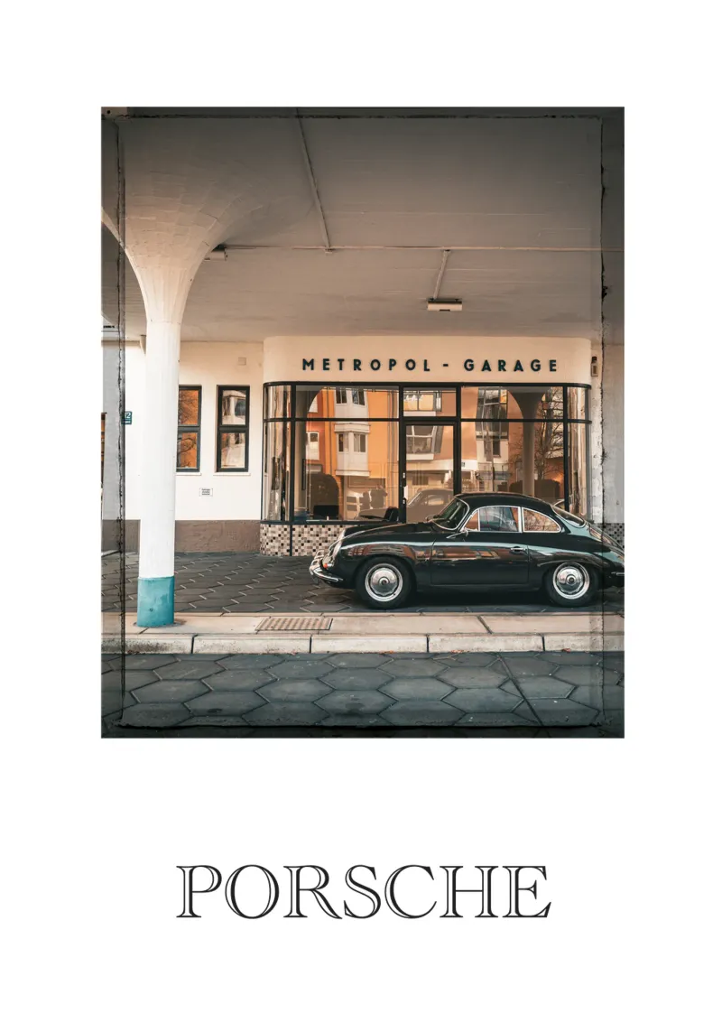Porsche poster con telaio in plastica da Flo Klein