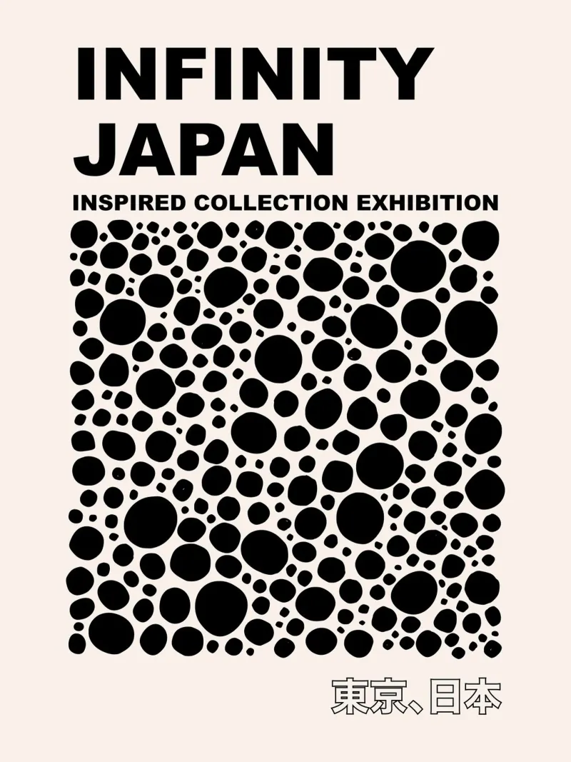 Abstracte stippen oneindigheid, Japans geïnspireerd grafisch canvas met Baklijst van Peaches Art Prints