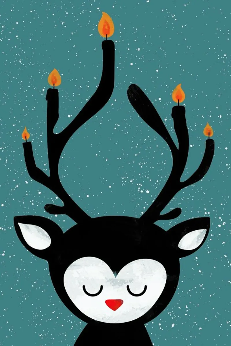 Deer Candle tela con Cornice a cassetta da Doozal