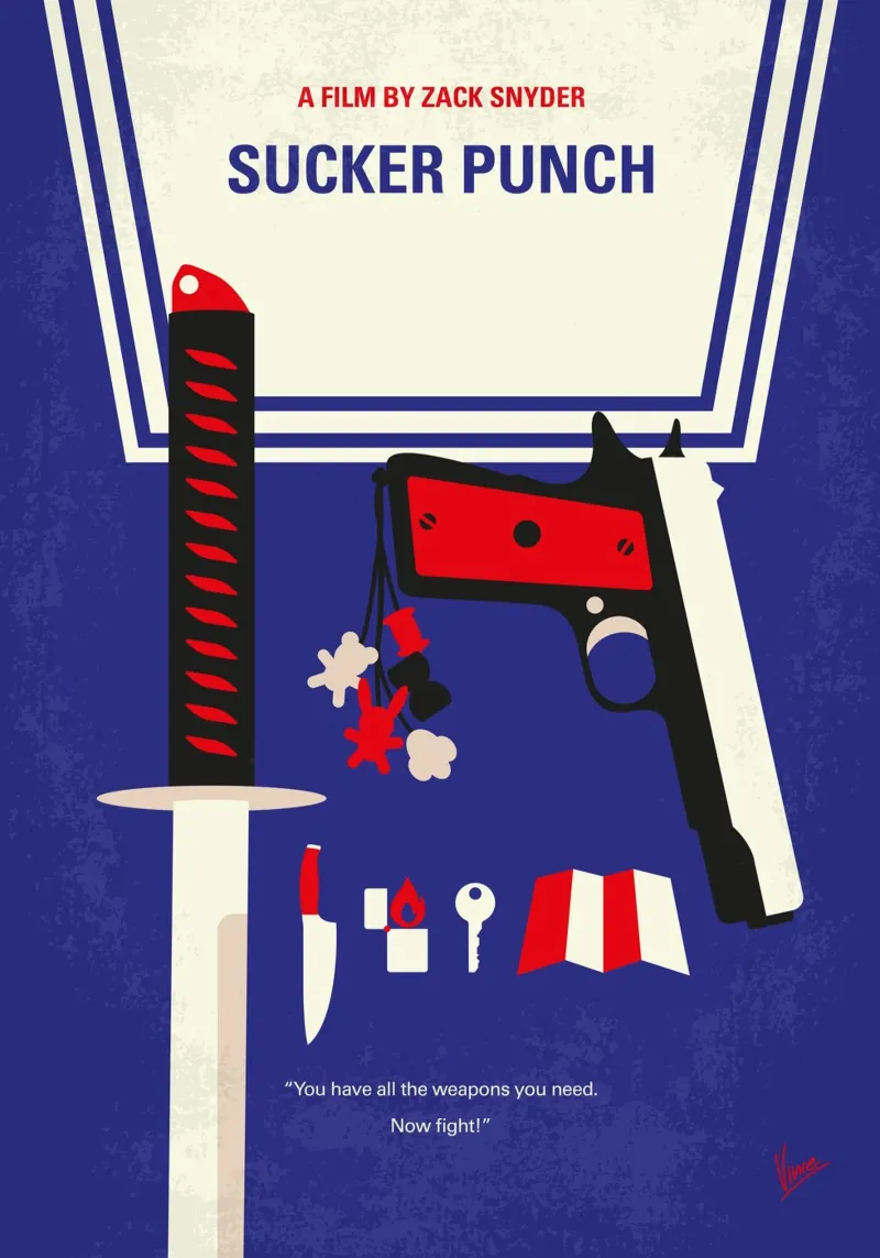 No1330 My SUCKER PUNCH minimal movie poster pellicola backlit da Chungkong