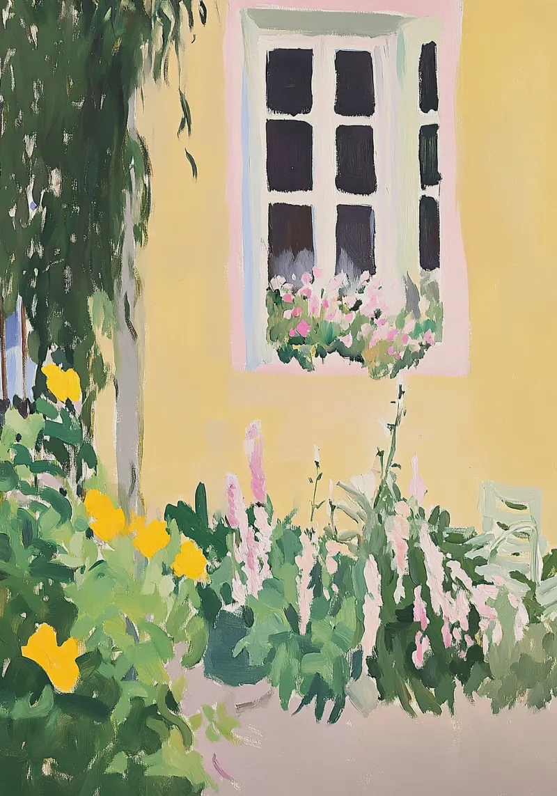 Garden Botanical Pastel Window House hahnemühle by Euphoria Theresa