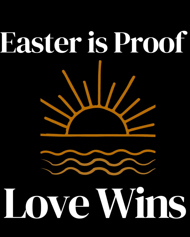 La Pasqua è la prova che l'amore vince per mettere in mostra la propria fede poster con telaio in legno da Lionandlamb