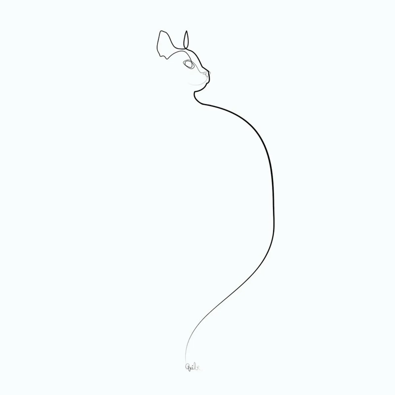One Line Cat 0207 Leinwand von Quibe