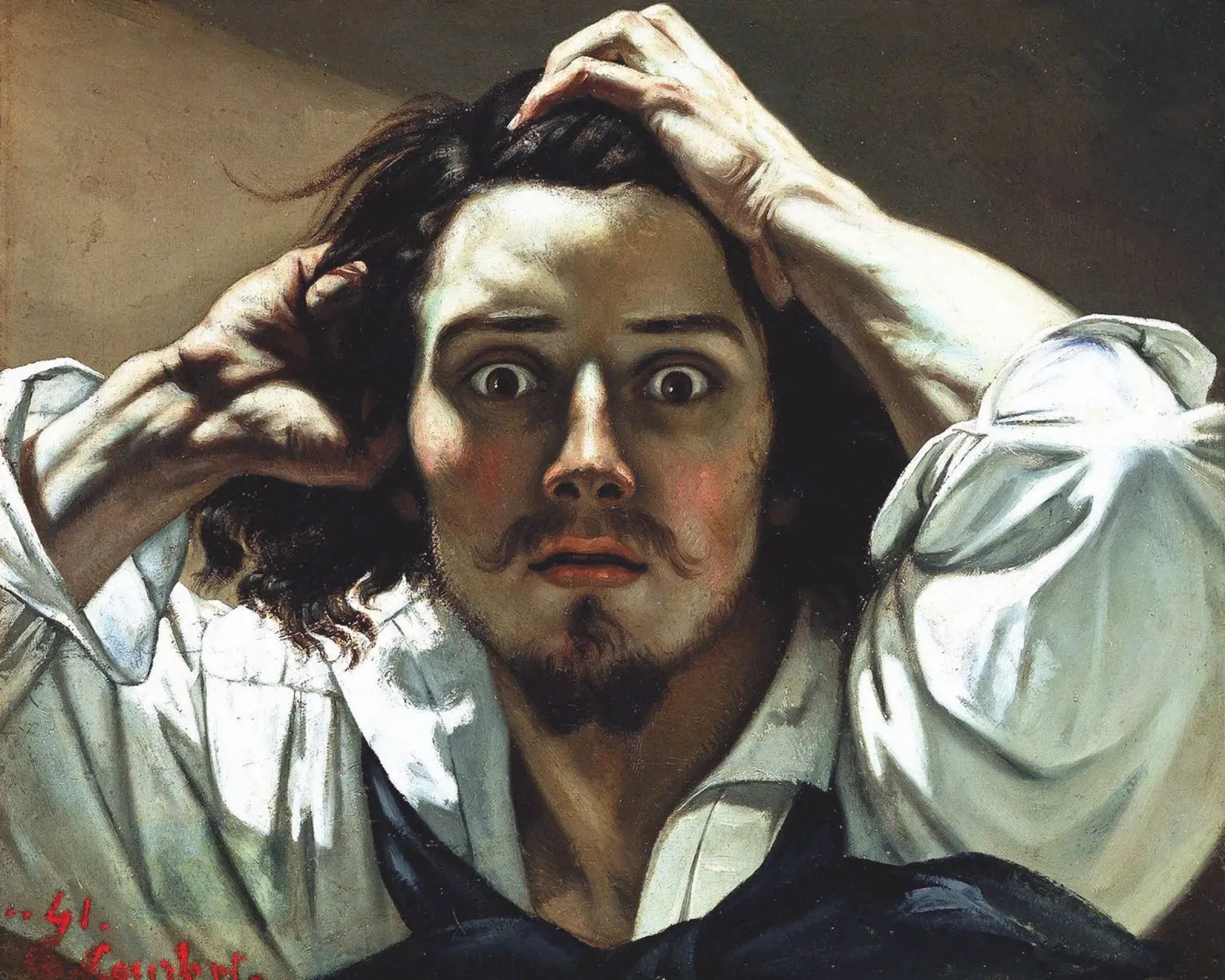 Gustave Courbet - L'uomo disperato poster con telaio in alluminio da William Store