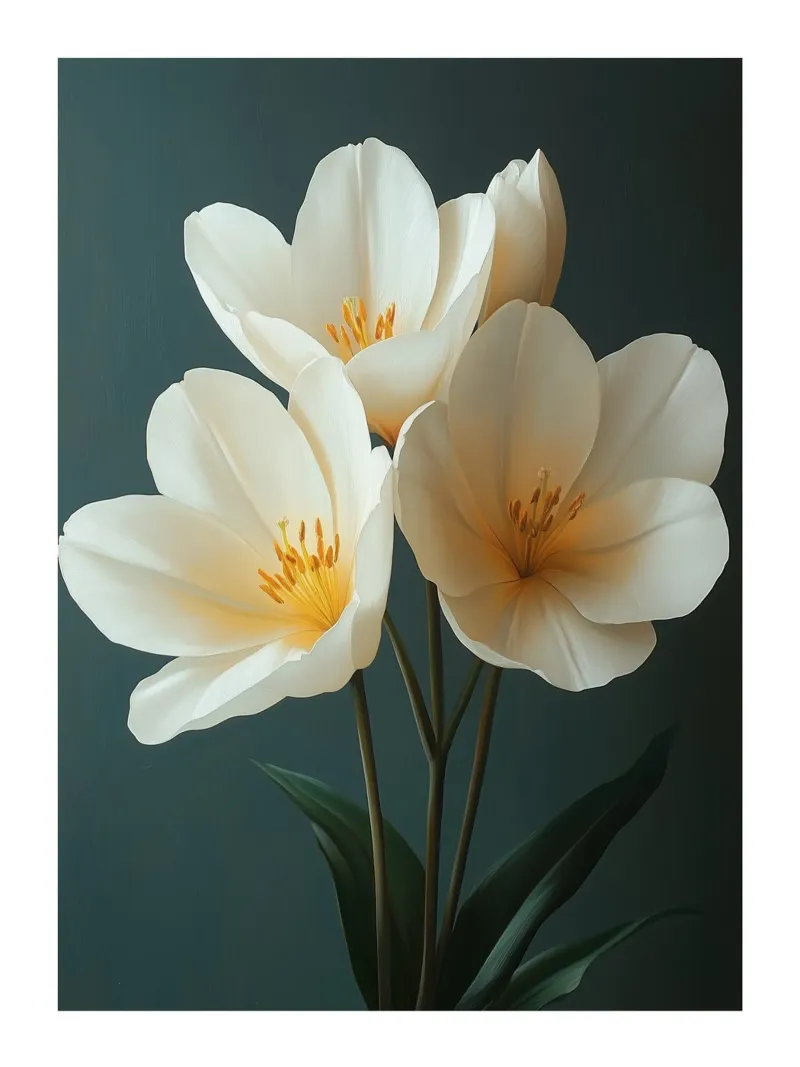 Tulipanes blancos aluminio dibond de Flora & Horizon