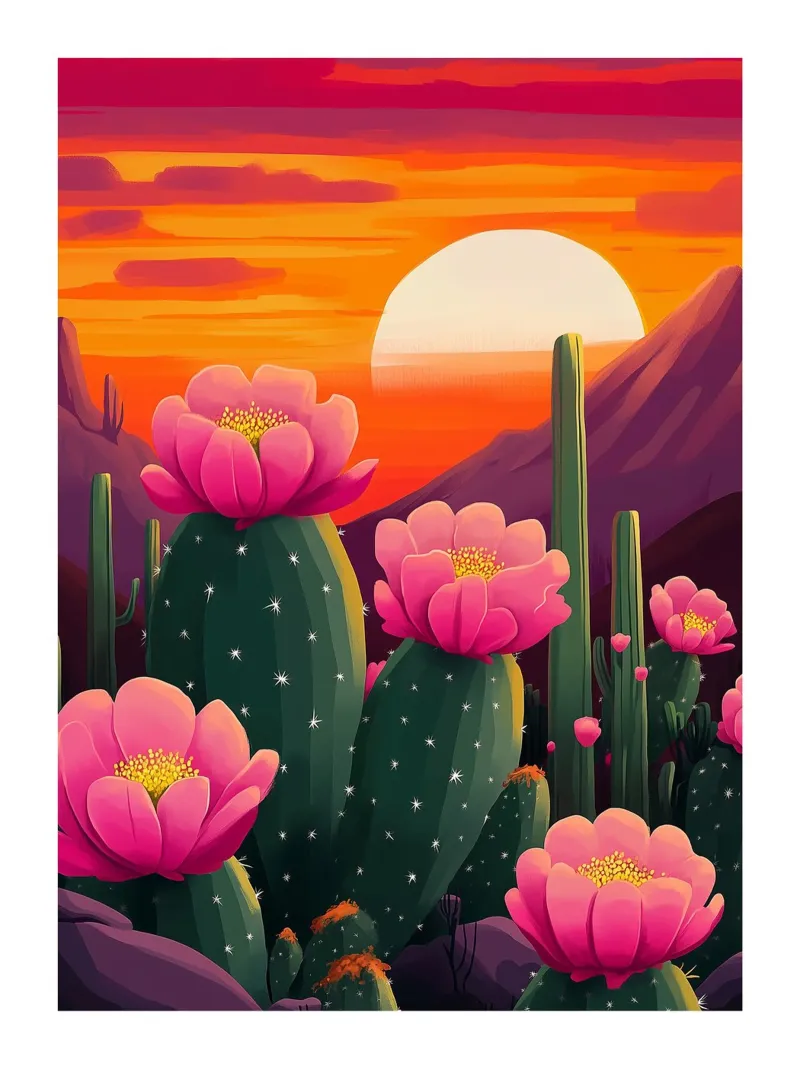 Cactus in fiore carta hahnemühle da Flora & Horizon