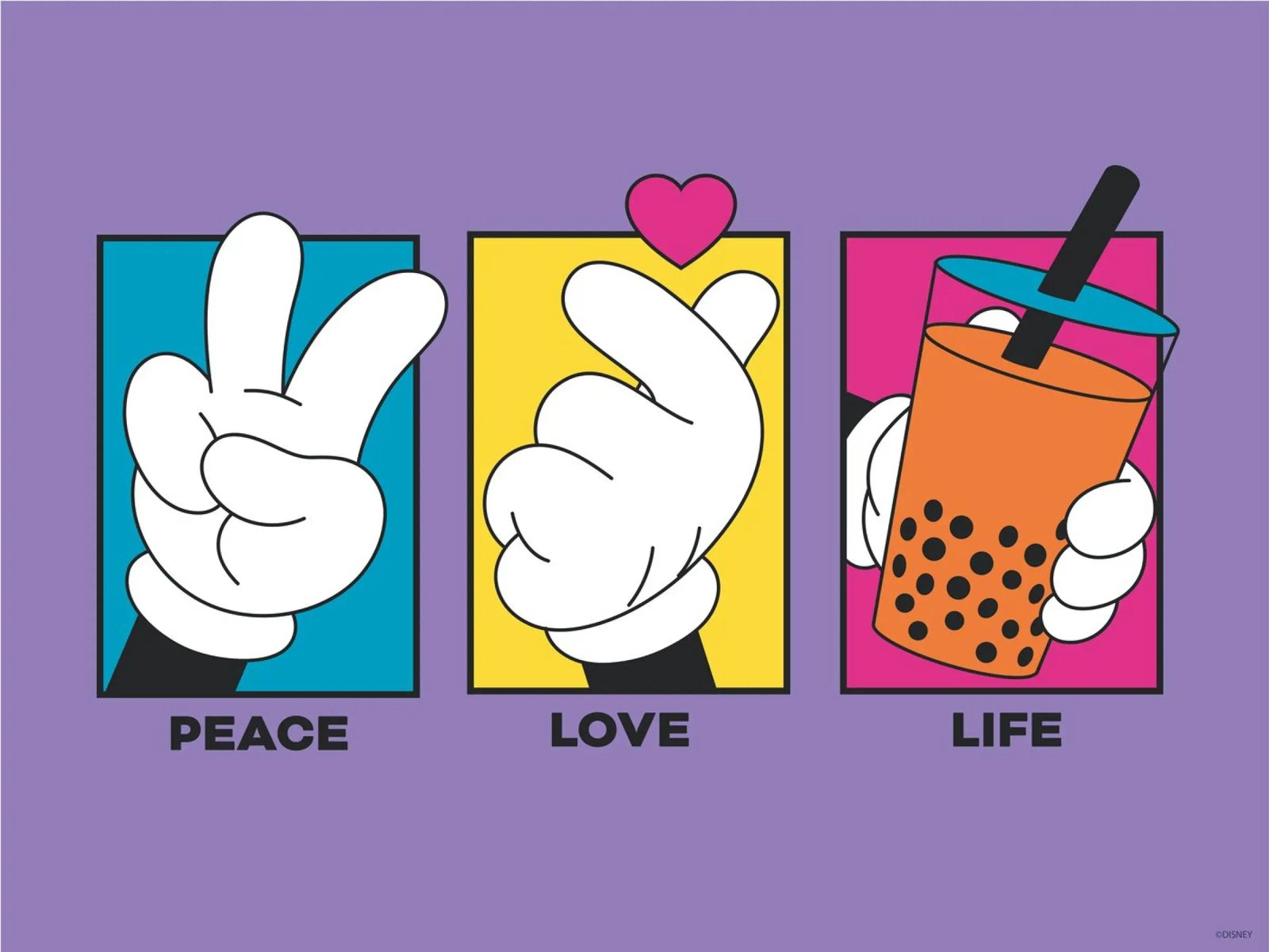 Peace - Love - Life Poster von Mickey Mouse