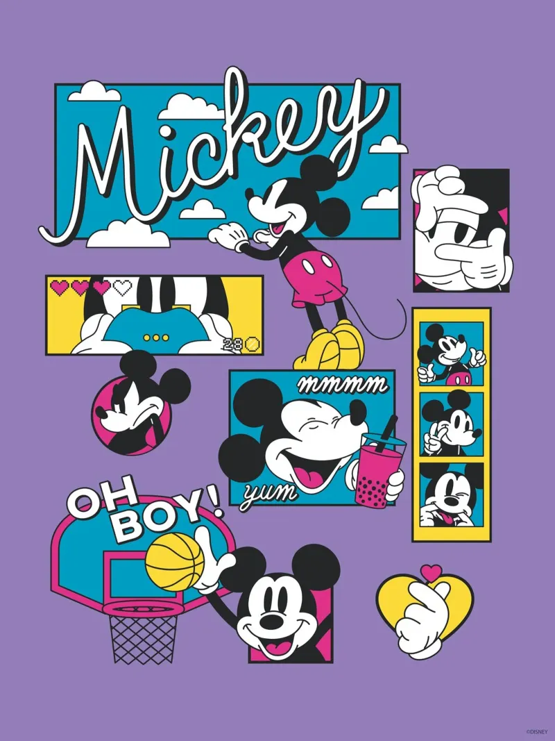 Mickey - Lebensfreude poster con telaio in legno da Mickey Mouse