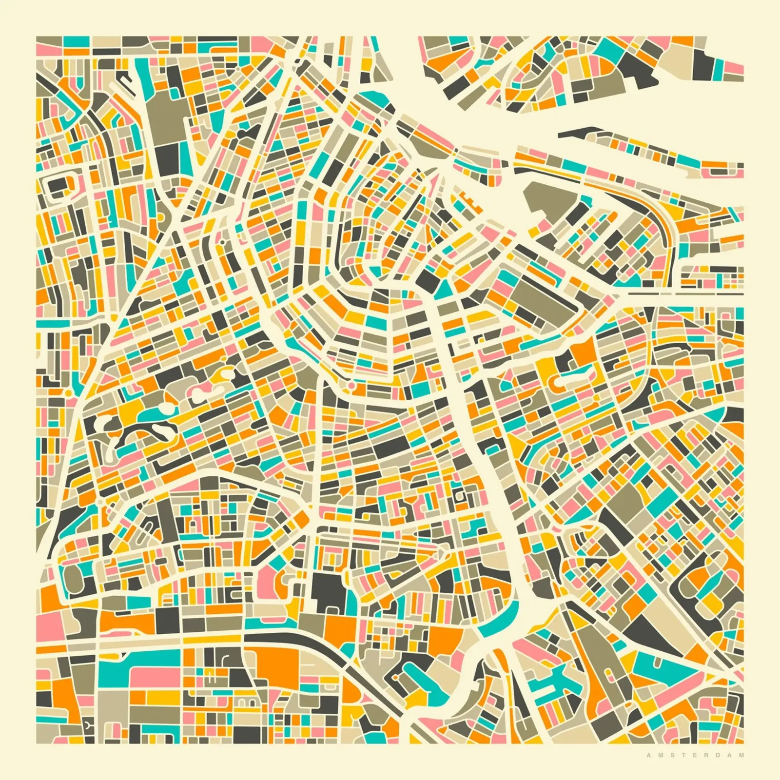 Mappa di Amsterdam poster da Jazzberry Blue