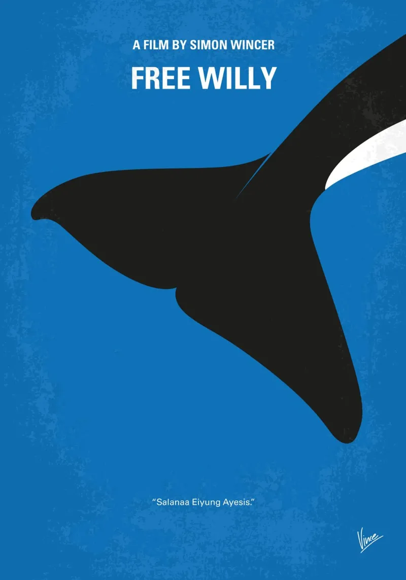 No1359 My Free Willy minimal movie poster carta hahnemühle da Chungkong