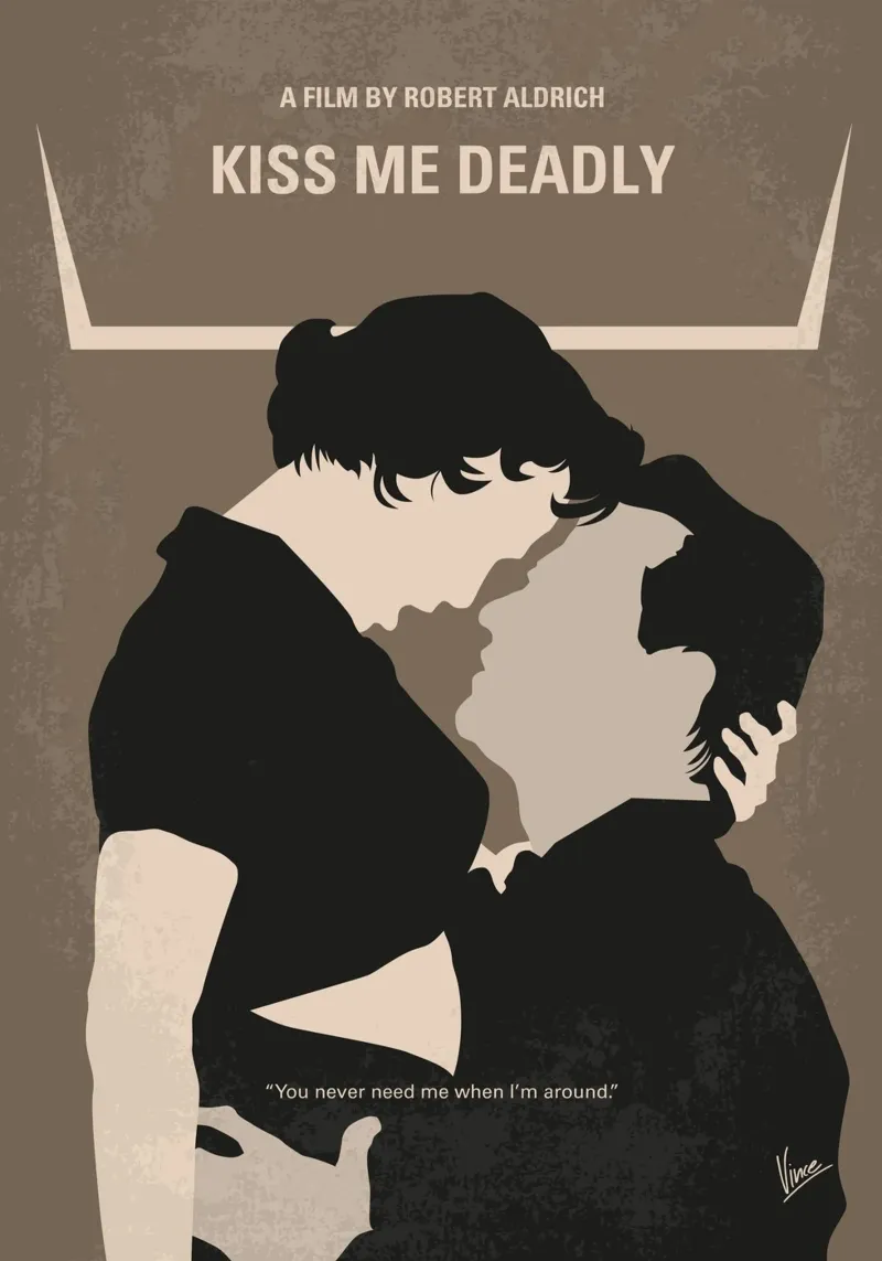 No1361 My Kiss Me Deadly minimal movie poster poster con telaio in alluminio da Chungkong