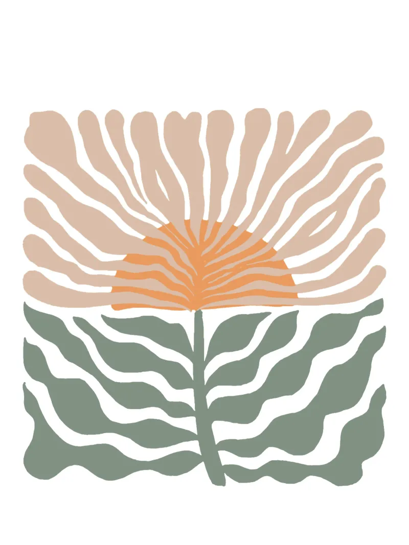 Midcentury Modern Abstract Flower alu-dibond by Modern Muse